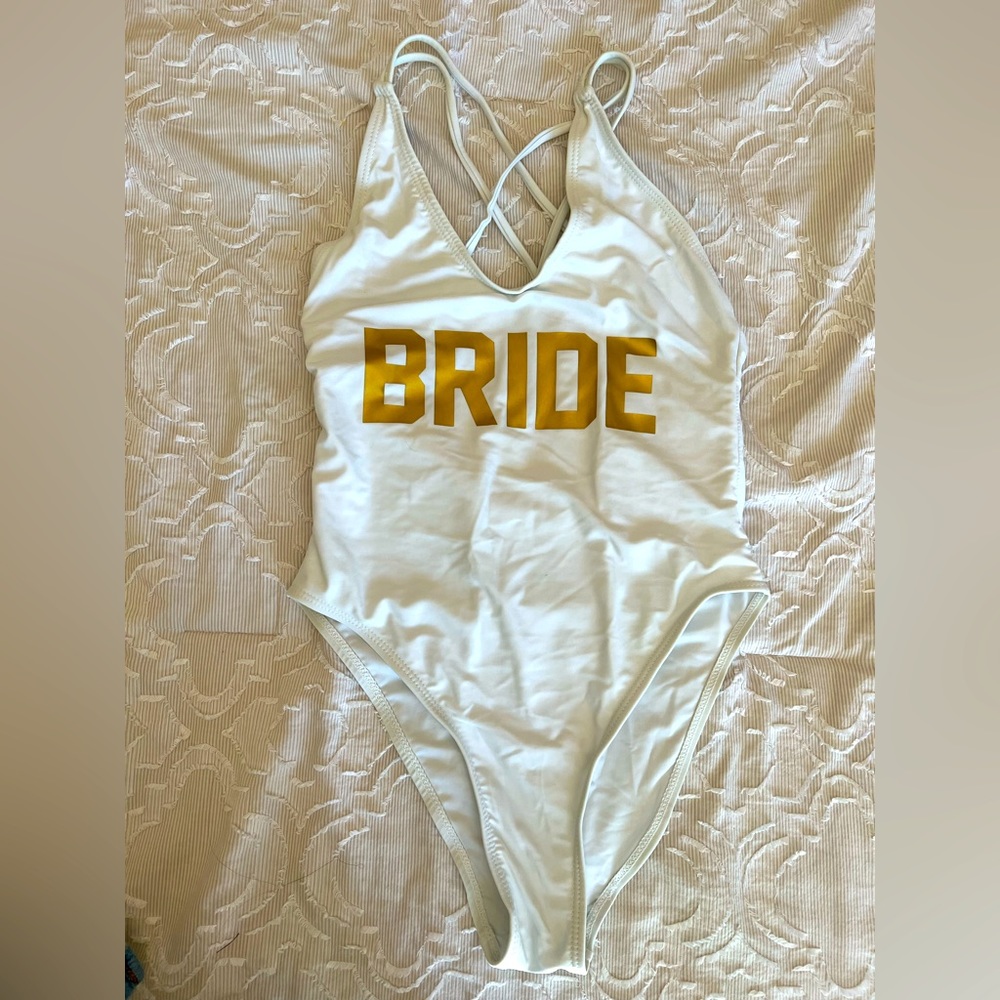 “Bride” bachelorette or honeymoon swimsuit